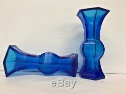 Pair Chinese Blue Glass Vases