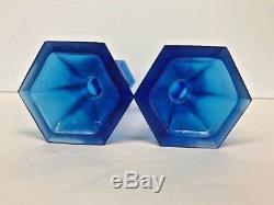 Pair Chinese Blue Glass Vases