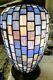 Pair Mosaic Table vase Lamp Stained Glass Lighted base BLUE tiffany style