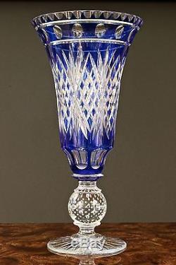 Pairpoint Cut-to-Clear Cobalt Vase