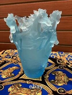 Pate De Verre Nancy Daum Style Horse Vase Light Blue Ombré 16/1722cm Heavy 9lb