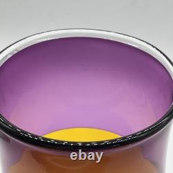 Pean Doubulyu Incalmo Art Glass Vase Signed 2007 Purple Orange Blue 10-1/4'