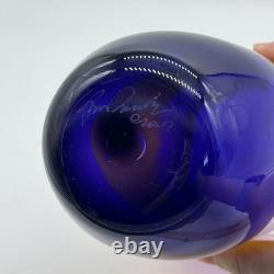 Pean Doubulyu Incalmo Art Glass Vase Signed 2007 Purple Orange Blue 10-1/4'