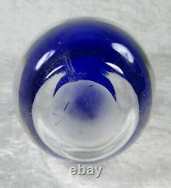 Pencil Neck Art Glass Cobalt Blue Clear Glass Vase 16-1/2 inches Tall