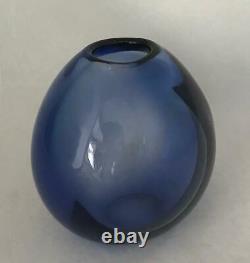 Per Lütken Holmegaard Sapphire Blue Mouth Blown Drop Vase 1950s Danish Modern
