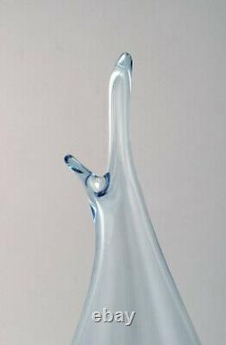 Per Lütken for Holmegaard. Art glass vase in light blue shades. 1950's