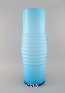 Per-Olof Ström for Alsterfors. Large vase in light blue mouth blown art glass