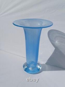 Periwinkle Art Glass Vase, Handblown, Unsigned, 10.5 Tall