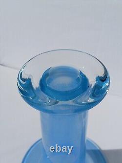 Periwinkle Art Glass Vase, Handblown, Unsigned, 10.5 Tall