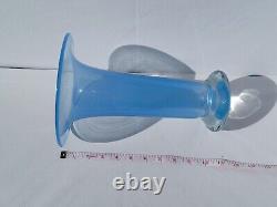 Periwinkle Art Glass Vase, Handblown, Unsigned, 10.5 Tall