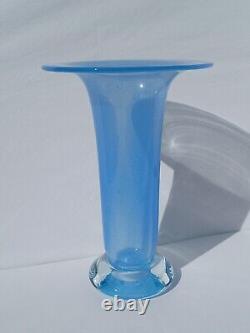 Periwinkle Art Glass Vase, Handblown, Unsigned, 10.5 Tall