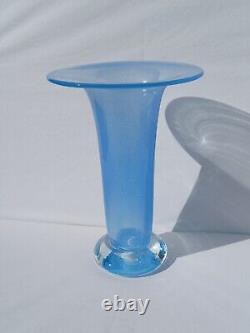 Periwinkle Art Glass Vase, Handblown, Unsigned, 10.5 Tall