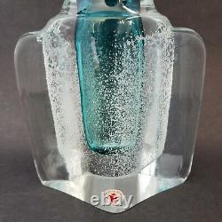 Petr Hora Beranek Skrdlovice Art Glass Vase 9 Sea Foam Bubbles Teal Blue Aqua