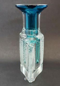 Petr Hora Beranek Skrdlovice Art Glass Vase 9 Sea Foam Bubbles Teal Blue Aqua