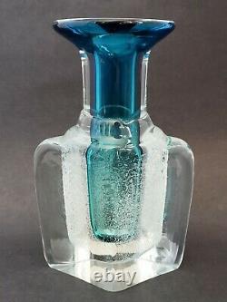 Petr Hora Beranek Skrdlovice Art Glass Vase 9 Sea Foam Bubbles Teal Blue Aqua