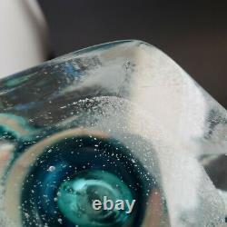 Petr Hora Beranek Skrdlovice Art Glass Vase 9 Sea Foam Bubbles Teal Blue Aqua