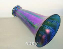 Phenomenal LUNDBERG STUDIOS Glass VASE Intensely IRIDESCENT Blue PURPLE Gorgeous