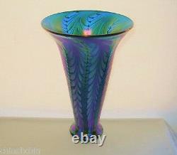 Phenomenal LUNDBERG STUDIOS Glass VASE Intensely IRIDESCENT Blue PURPLE Gorgeous