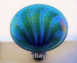 Phenomenal LUNDBERG STUDIOS Glass VASE Intensely IRIDESCENT Blue PURPLE Gorgeous