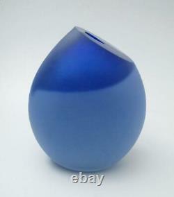 Philip Stokes Australian Art Glass Blue Vase Signed Freeformed Early Example