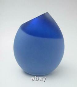 Philip Stokes Australian Art Glass Blue Vase Signed Freeformed Early Example