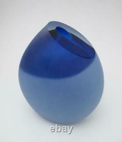 Philip Stokes Australian Art Glass Blue Vase Signed Freeformed Early Example