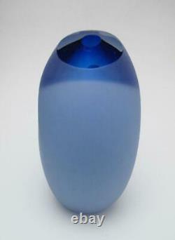 Philip Stokes Australian Art Glass Blue Vase Signed Freeformed Early Example