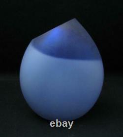 Philip Stokes Australian Art Glass Blue Vase Signed Freeformed Early Example