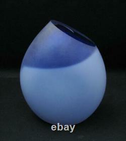 Philip Stokes Australian Art Glass Blue Vase Signed Freeformed Early Example