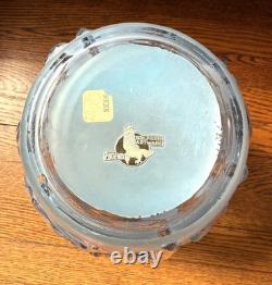 Phoenix Glass Vase, 1940s Dancing Nudes, Art Nouveau, 12 H Blue & Clear, Label