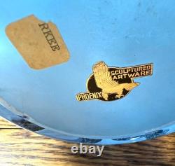 Phoenix Glass Vase, 1940s Dancing Nudes, Art Nouveau, 12 H Blue & Clear, Label
