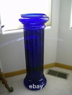 Pilgrim Masterwork Cobalt Glass Pedestal Column Vase 30 1/2