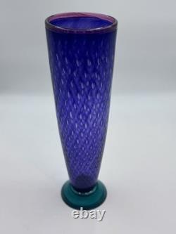 Pizzichillo Gordon Signed Ombré Dream Purple/Blue/Aqua Large Art Glass Vase