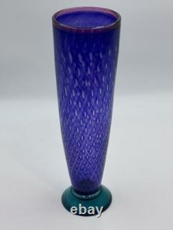 Pizzichillo Gordon Signed Ombré Dream Purple/Blue/Aqua Large Art Glass Vase