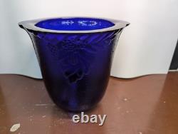 Poland Blue Glass Vase 22cm Flower Decor Rustic Style