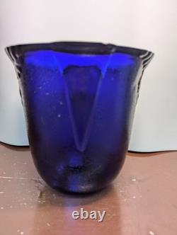 Poland Blue Glass Vase 22cm Flower Decor Rustic Style