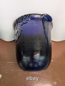 Poland Blue Glass Vase 22cm Flower Decor Rustic Style