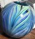 Post Modern Blue/Clear/Green 8 Hand Blown Art Glass Murano Swirled Vase