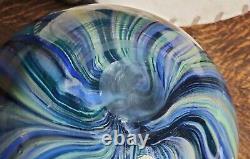 Post Modern Blue/Clear/Green 8 Hand Blown Art Glass Murano Swirled Vase