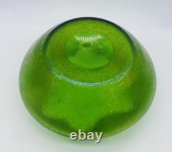 Pristine LOETZ Green CISELE IRIDESCENT GLASS RUFFLED BOWL/ VASE