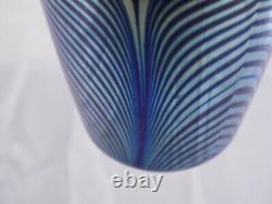 Pulled feather iridescent blue vase, Steven Correia