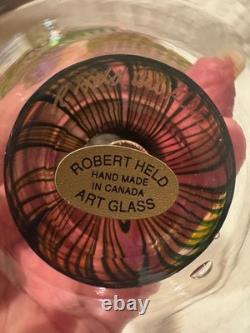 R. Held Art Klan Glass Robert Held Iridescent Ruffle Top Pulled Feather Vase