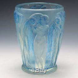 R Lalique Blue Stain Opalescent Danaides Vase Marcilhac 972