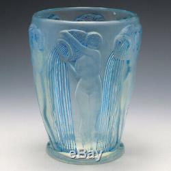 R Lalique Blue Stain Opalescent Danaides Vase Marcilhac 972
