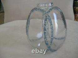 R. Lalique Clear/ Light Blue Intertwined Guirlande De Roses Footed Vase