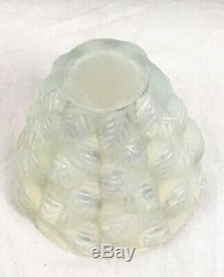 R. Lalique French Art Glass Vase. Moissac. Pale Blue Opalescent. 5-1/4