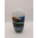 R. Stephens Signed 1981 Studio Art Glass Vase Abstract Landscape Blue Brown 7