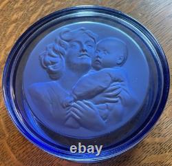 RARE 1935 Val Saint Lambert Cobalt Blue Luxval Box Modèle 53 Pristine Art Deco