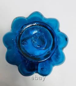 RARE Antique Hand-Blown Cobalt Blue Glass Melon Ribbed Pitcher- C. 1880-1920