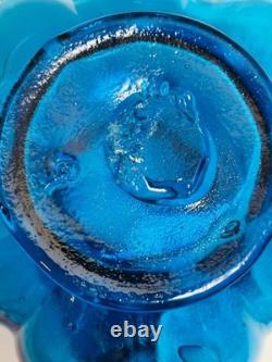 RARE Antique Hand-Blown Cobalt Blue Glass Melon Ribbed Pitcher- C. 1880-1920